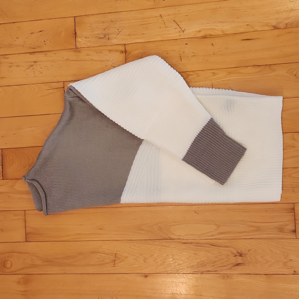Shein Green and White ColorBlock Sweater
